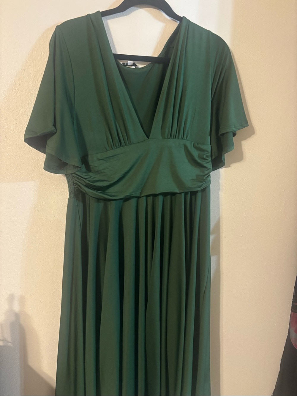 Baltic Born Deep Green V-Neck Flutter Sleeve Maxi Dress